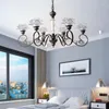 Pendant Lamps American Minimalist Wrought Iron Living Room Dining Creative French Light Luxury Glass Crystal Bedroom Chandelier