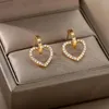 Pendientes de tuerca con forma de corazón de circón para mujer, aretes de amor de cristal para pareja, dama de honor, regalo de joyería para el Día de San Valentín 2022