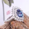 Cluster Rings Natural Blue Topaz Ring Real 925 Sterling Silver 7 9mm Gem Fine Jewelry