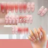 False unhas 24pcs Manicure Pressione Big Crooked Heart Cover Complete Fake Longo Longo French Spray Pintado Amor