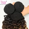 Perruques en dentelle Ombre Deep Wave Bundles Armure de cheveux brésiliens 3 4 Deal Human Malaysian Curly 221212