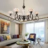 Pendant Lamps American Minimalist Wrought Iron Living Room Dining Creative French Light Luxury Glass Crystal Bedroom Chandelier