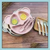 Food Savers Conteneurs De Stockage Wheat St Plate Cartoon Bébé Enfants Vaisselle Ensembles Vaisselle Nourrir Aliments Plats Bol Ensemble Avec Spoo Ot4If