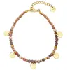 Moda selvagem de fios Bracelete de aço inoxidável com miçangas cinco cores redondas para mulheres pulseiras de pedra natural jóias boêmias