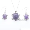 Boucles d'oreilles Collier Femmes Ensemble de Bijoux Dangle Pendentif Goutte Améthystes Naturelles Pierre Perle Tortue Chaîne 18 Cadeau À La Mode Dq3099 Del Dhymy