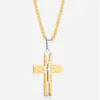 En gros Double Croix Collier Titane Acier Homme Personnalité Hip Hop Rue Collier Pendentif Amour Bijoux