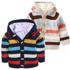 Cardigan Maglione per bambini Bambino Ragazzo Arcobaleno a righe Cotone Ragazze Inverno Foderato in pile Caldo maglia Top Abbigliamento Drop Delivery Baby Maternit Dhw7J