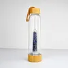 Натуральный кристаллический щебень, энергетическая стеклянная бутылка для воды, лечебные кварцевые бутылки, бамбуковая чашка для здоровья, покрытая веревкой