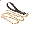 Dog Collars Collar Luxury Designer Metal Adjustable Retractable Leash Stainless Steel Harness Chain Puppy Pet Accessories