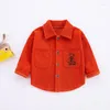 Jackets Spring Kids Boy Single Breasted Coats Children Fashion Rapel Hirt Hirt Boys 'Corduroy Lange mouwen Top voor 3-7 oud