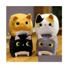 Stuffed Plush Animals Square Love Fat Cat Doll Soft Cute Big Face Pussy Ragdoll For Children Soothing Cylindrical Lithe Down Cotto Dho2T