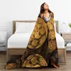 Blankets Soft Warm Flannel Blanket Abstract Gold Fractal Travel Portable Winter Throw Thin Bed Sofa