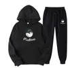 남자 Tracksuits 2022 Malbon 골프 스포츠웨어 남자 따뜻한 두 조각 느슨한 후드 스웨터 바지 세트 조깅