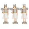 Christmas Decorations 3Pcs Angel Wooden Crafts Xmas Nutcracker Doll Toys Children's Gifts