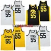 2021 Nouveau maillot de basket-ball universitaire Iowa Luka Garza pour hommes tout cousu blanc jaune noir taille S-XXXL