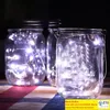 1M 10 LED 2M 20 LED String Light Solar مدعوم من طراز Mason Jar Lid إدراج لون تغيير حديقة مقاومة للماء.