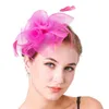 Berets Dame Leinen Fedoras Hut Weibliche Mode Feder Hochzeit Blume Bühne Party Haarnadel Haar Zubehör B-8308