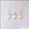 Pendant Necklaces Blank Love Heart Necklace Stainless Steel Hearts Charm Gold Rose Sier Fashion Jewelry For Buyer Own Engraving Drop Otkto
