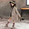 Giacche Cappotto invernale per ragazze Giacca di lana spessa Moda Plaid Capispalla per bambini Autunno Inghilterra Abbigliamento per adolescenti Scuola