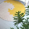 Tapis Tapis à carreaux jaune doux rond chambre salon maison tapis antidérapant