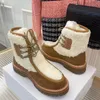 2023 designer Luxury Hairy ankle boots women Autumn winter Spliced wool cold protection casual shoes lady Vintage triumphal arch thick bottom Martin boots size 35-40