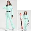 스키닝 재킷 2023 겨울 스키 점프 수트 여성 원피스 정장 야외 스노우 보드 재킷 바닥 슬림 바람 방수 방수 의류 따뜻함