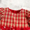Девушка платья для малышей девочки для девочек рождественские платье в пледа вечеринка для младенца сетчатая сетчатая принцесса с снежинками крещение