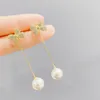 Dangle Earrings Long Tassel Pearl Simple Bow Micro-set Zircon Stud Light Luxury Party Wedding Jewelry