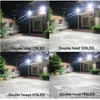 Solar Flood Light LED Dubbele hoofdwandlampen Outdoor Waterdichte schijnwerpers voor Courtyard Garden Street met externe controller