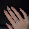 Dubbel fingerkedja ringar för kvinnor ring set Tassel Butterfly Cross Punk Rings smycken damer mode hiphop smycken