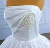 Abito da sposa senza spalline in raso con abito da ballo, abito da sposa con strascico da spiaggia