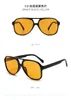 Lunettes de soleil rétro vintage Aviation Femmes hommes Frame transparente Frame transparent Brown Lens Shades 70S 90S Lunes de soleil teintées jaunes surdimension