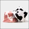 Party Hats Pink Cow Print Bucket Hat Faux Fur Winter For Women Warm Plush Fisherman Caps Wll661 Drop Delivery Home Garden Festive Sup Otgmt