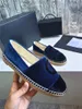 2 Espadrilles Tweed en cuir d'agneau bleu marine, chaussure en jute, chaussures habillées ivoire avec boîte