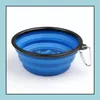 Dog Bowls Feeders Collapsible Pet Bowl Cat Feeding Slow Food Water Dish Feeder Sile Foldable Choke For Outdoor Travel 9 Colors Dro Otctu