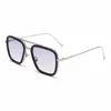 Lunettes de soleil mode carré lunettes de soleil hommes femmes Double faisceau fil métal grands cadres dégradé lunettes UV400 cadre