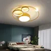 Plafondlampen moderne led -verlichtingsarmaturen slaapkamer ronde woonlamp met afstandsbedieningstudie kantoor decoratie gouden cirkelverlichting verlichting