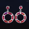 Studörhängen Trendig stil Orange Fire Opal Silver Stamped Perfect Fashion Jewelry for Women Anniversary EF17100601