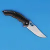 M390 Flipper Folding Knife Satin Blade Kolfiber med TC4 Titanlegeringshandtag Ceramics Ball Bearing System Fast Open Knives R1228