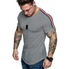 Camisetas de camisetas masculinas Brand Solid Clothing Gyms T-shirt Mens Fitness Algodão apertado Slim Fit Shirt Men