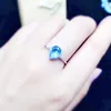Cluster Rings Natural Real Blue Topaz Drop Water Stylel Ring 925 Sterling Silver 7 9mm 3.5ct Gemstone Fine Jewelry Women X223288