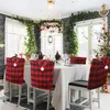 Chair Covers 1PCS Christmas Plaid With White Ball Reusable Back Seat Slipcover For Xmas Home Decor X6C4