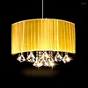 Candeliers Simple Fashion Living Room Study Led Luster Lustre Oval Candelier escovado Fabric Lampshade K9 Crystal Luminaria