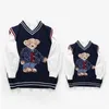 Family Matching Outfits Autumn Parent Child Vest Sweater For Kids Bear Knit Top Dad Mom And Son Daughter Christmas Knitted Cardigan Dhpoa