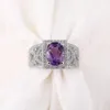 Pierścienie klastra gz zongfa oryginalny 925 srebrny pierścień dla kobiet owalny 9 7mm naturalny ametyst pusty wzór ślubny biżuteria