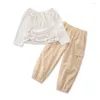 衣類セット秋の女の子セット白いブラウスパンツの子供たちのためのスーツ