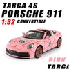 DIECAST Model Cars 1 32 Porsche 911 917 Miniaturowy samochód TARGA Supersamochód dla dzieci Prezent metalowy pojazd dziecięcy chłopcy dhrw8