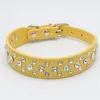 Dog Collars Pet Collar With Rhinestones Crystal PU Leather Necklace Puppy Cat Choker Neck Strap Kitten Accessories Supplies