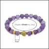 Beaded Strands Fashion Summer Love Beaded Bracelets Gold Plated Buddha Head Charm With Amethyst Natural Stone Beads Bracelet For Me Otwon