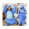 Pajamas الأطفال Kigurumi Stitch Onesies Kids Animal Sails Jumpsuit Onesie Panda Sleepwear Boys Girls Cosplay Costume Pijamas Dro Dhe9j